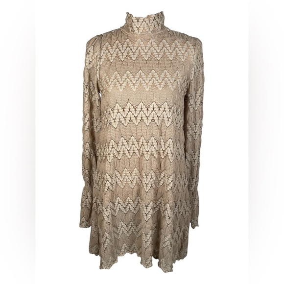 FREE PEOPLE SIMONE MINI DRESS In Neutral COMBO XS - Picture 5 of 14